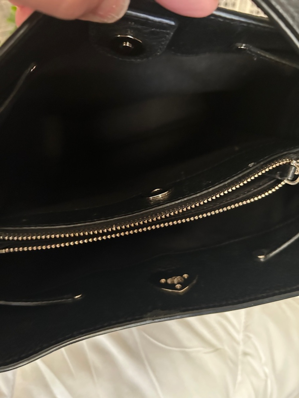 kate spade Marti Black & Cream Check Canvas bucket Bag - Picture 10 of 14